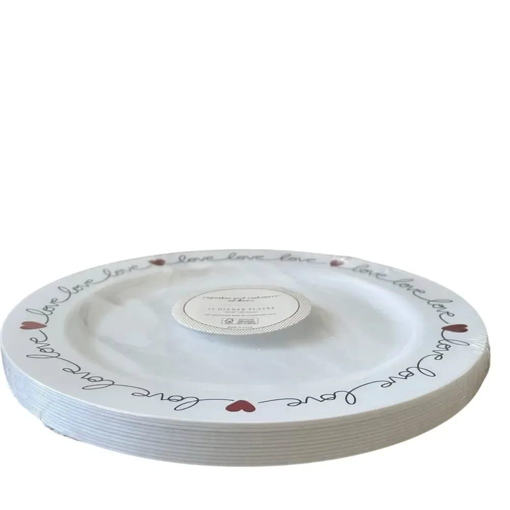 Cupcakes & Cashmere Red Hearts Love Border Disposable 10.25